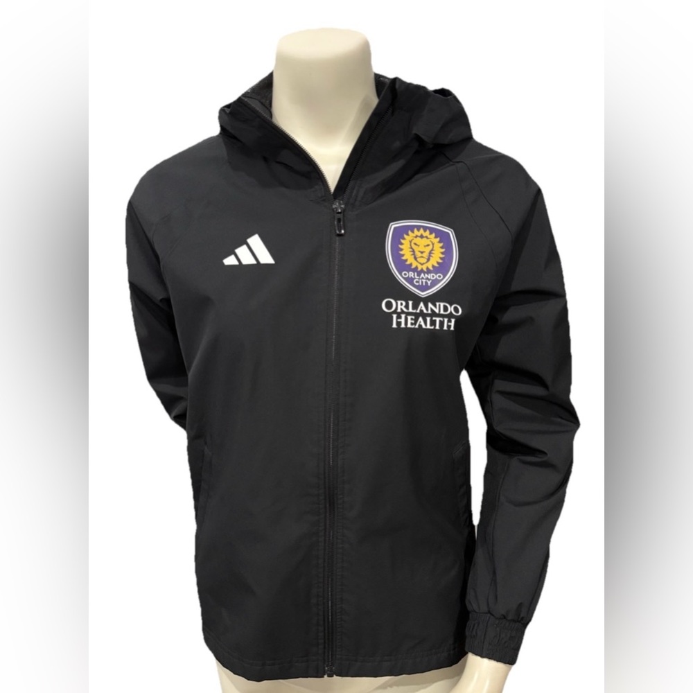 Adidas Orlando City SC Youth Windbreaker Jacket Black Hooded 11–12Y / Medium